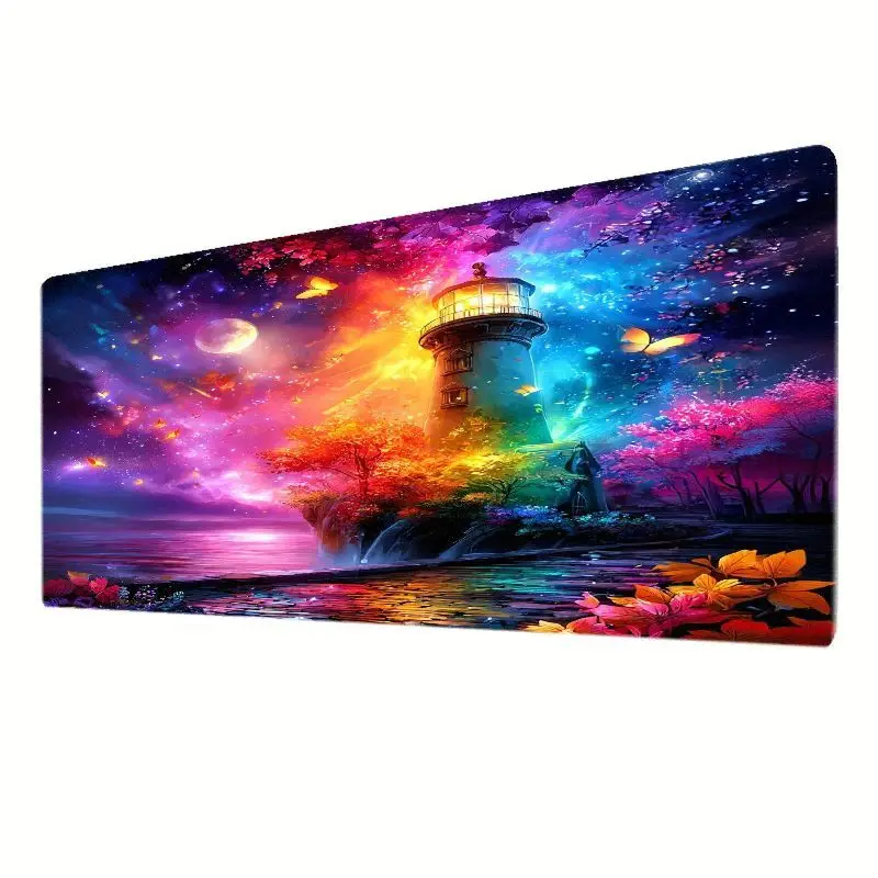 Brand Large Iron Art Mouse Pad Dreamy Universe Lighthouse Starry Desk Mat Gaming Office Extra Large Desktop Protection Exquisite