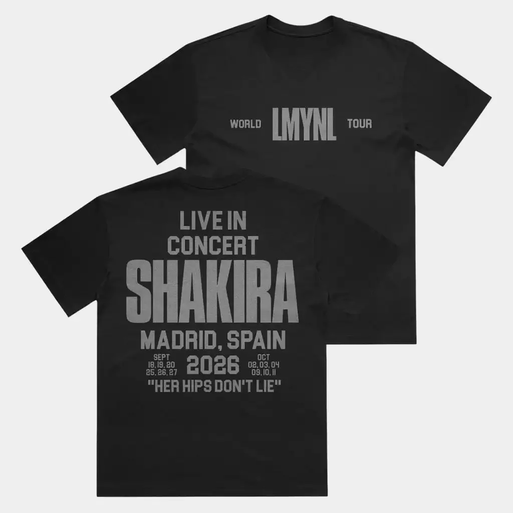 Shakira LMYNL World Tour 2026 Gender-neutral T-shirt for Retro Concert Slogan Casual Streetwear for Men and Women
