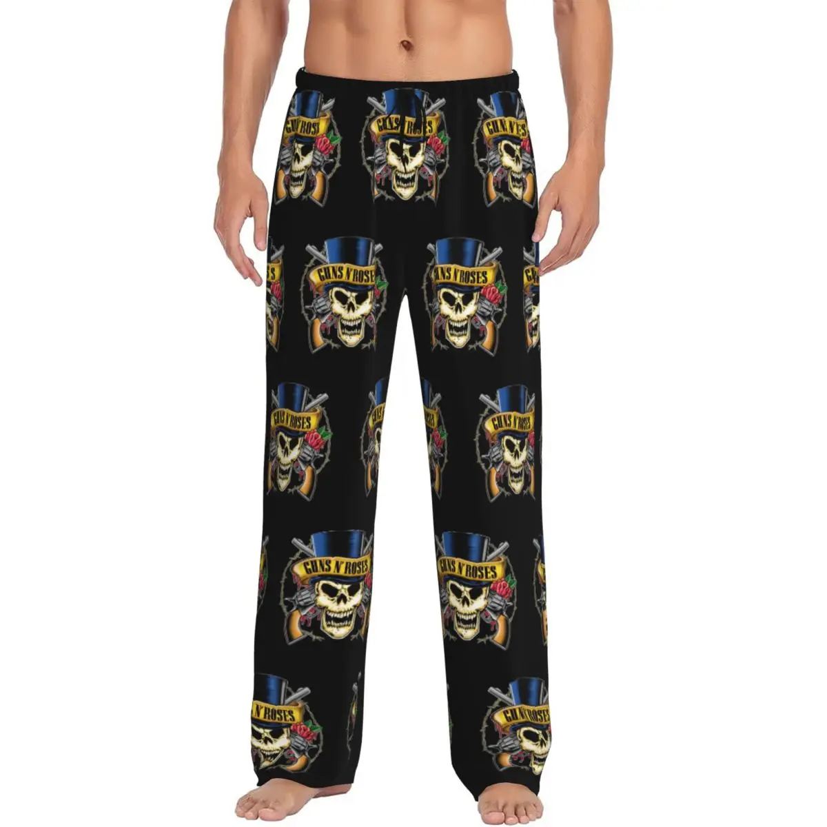 

Мужские пижамные брюки Custom Guns N' Roses с эластичным поясом, в стиле стимпанк, для сна и отдыха, с карманами