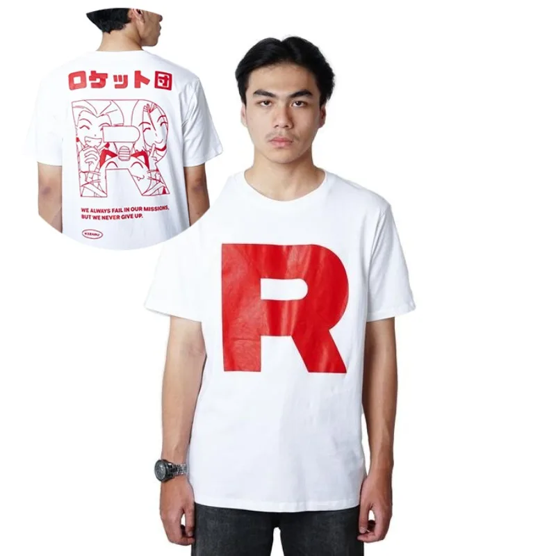 2025 sommer Pokémon Anime TEAM ROCKET 100 % Reine Baumwolle Gedruckt T-shirt Männer Harajuku Lose Beiläufige Vielseitige Kurzen ärmeln lose