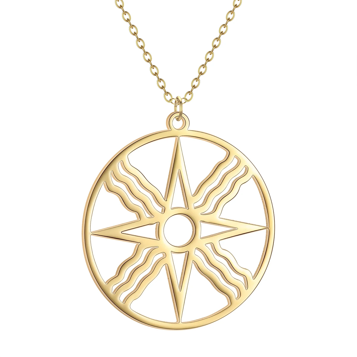 Star of Shamash Stainless Steel Pendants Necklaces Assyrian Star Chain Necklacefor Men Women