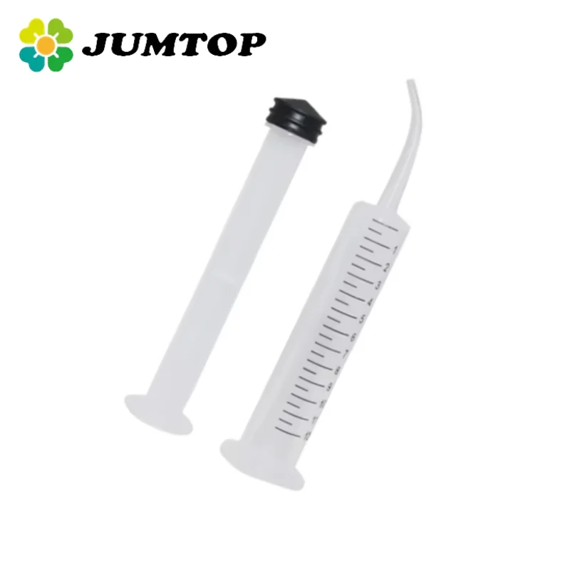 JUMTOP 5Pcs Disposable Dental Irrigation Syringe with Curved Tip Clear 12 ml Injector Teeth Whitening Hygiene Tool