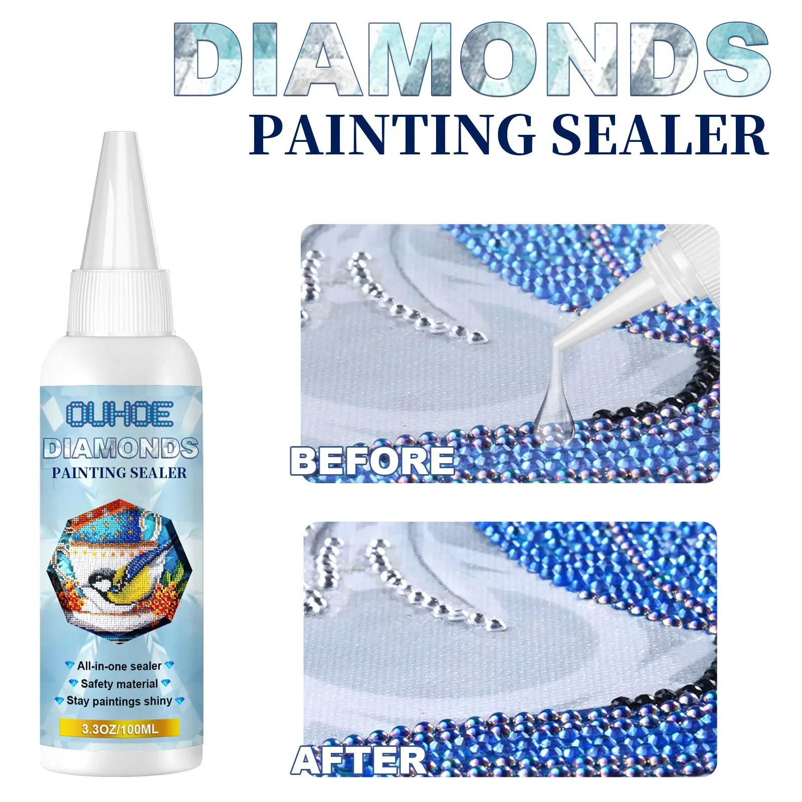 

5D Diamond Drawing Sealer Conserver Glue Protective Comes With Dedicated Brush Fast Drying Shine Effect Sealer Glue