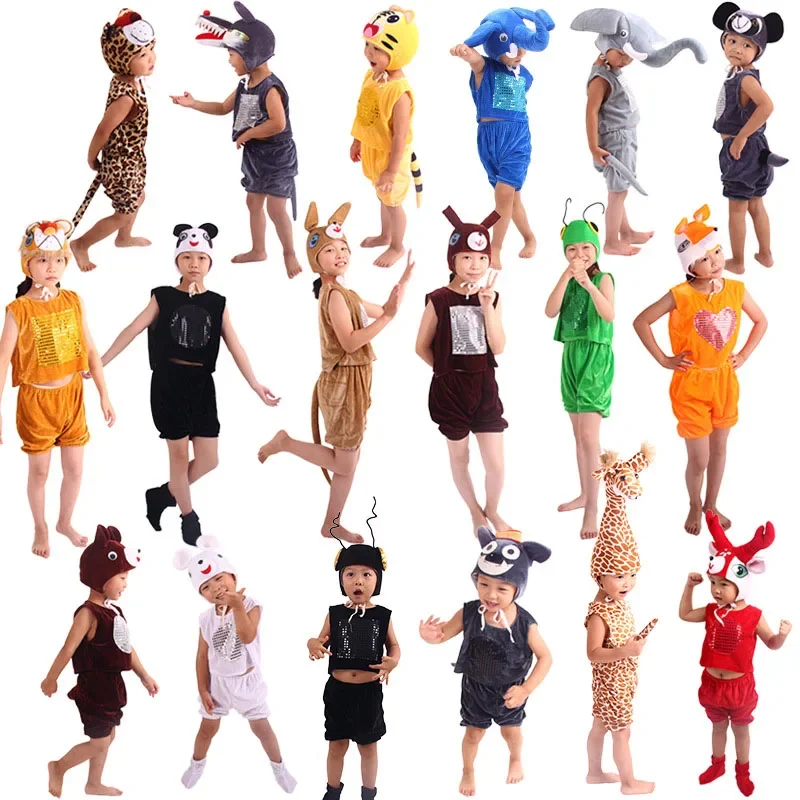 Junge Mädchen Kinder Kleidung Tier Kostüm Cosplay Leistung Requisiten Tiger Löwe Panda Fuchs Panda Eichhörnchen Giraffe Ameisen spinne