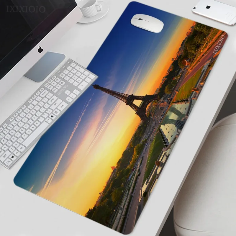 Mouse Pad Gaming France Paris Eiffel Tower XL New Mousepad XXL MousePads Natural Rubber Carpet Non-Slip Laptop Table Mat