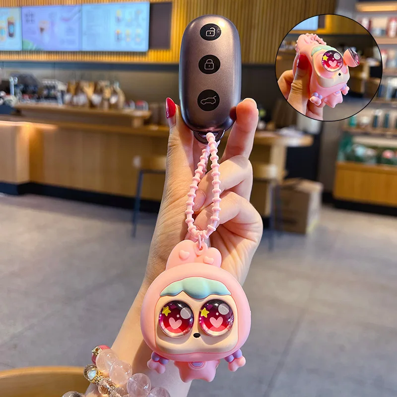 Pop Eye Squishy Keychain Cute Fidget Doll Pendant Couple Car Bag Key Chain Hanging Ornament Stress Relief Decompression Toy Gift
