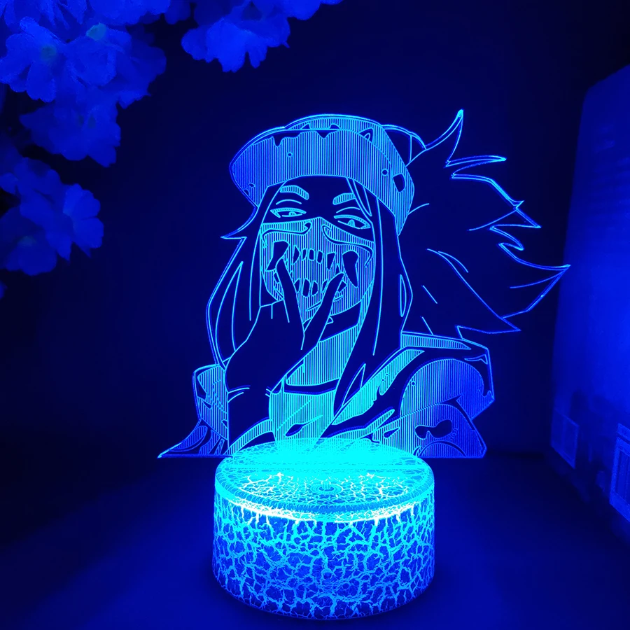 LOL Akali Game Light Cool Birthday Present for Kids Bedroom Decoration Masking League of Legends KDA Akali LED Gamer Gift Lamp