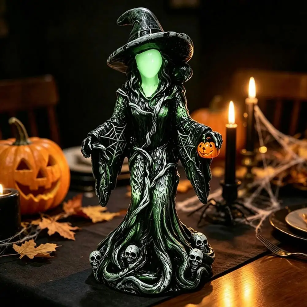 ornamento-de-bruxa-de-halloween-em-resina-a-prova-d'Agua-estatua-de-bruxa-sem-rosto-que-brilha-no-escuro-figurinha-de-resina-para-decoracao-de-halloween