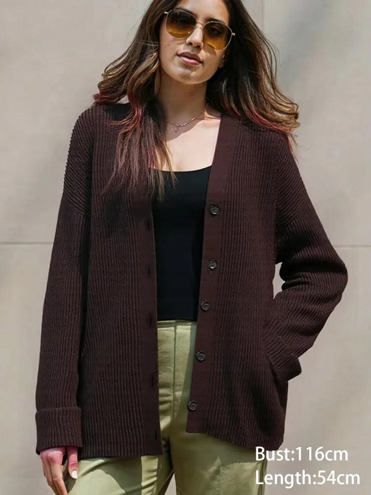

Новая мода, повседневный свободный кардиган с длинными рукавами, женские свитера, осень-зима, вязаный свитер, пальто, женская однобортная верхняя одежда