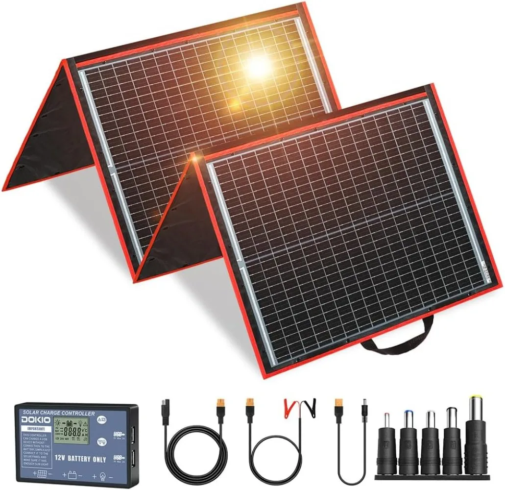 160W 18V Portable Solar Panel Kit (ONLY 9lb) Folding Solar Charger with 2 USB Outputs for 12v Batteries/Power Station