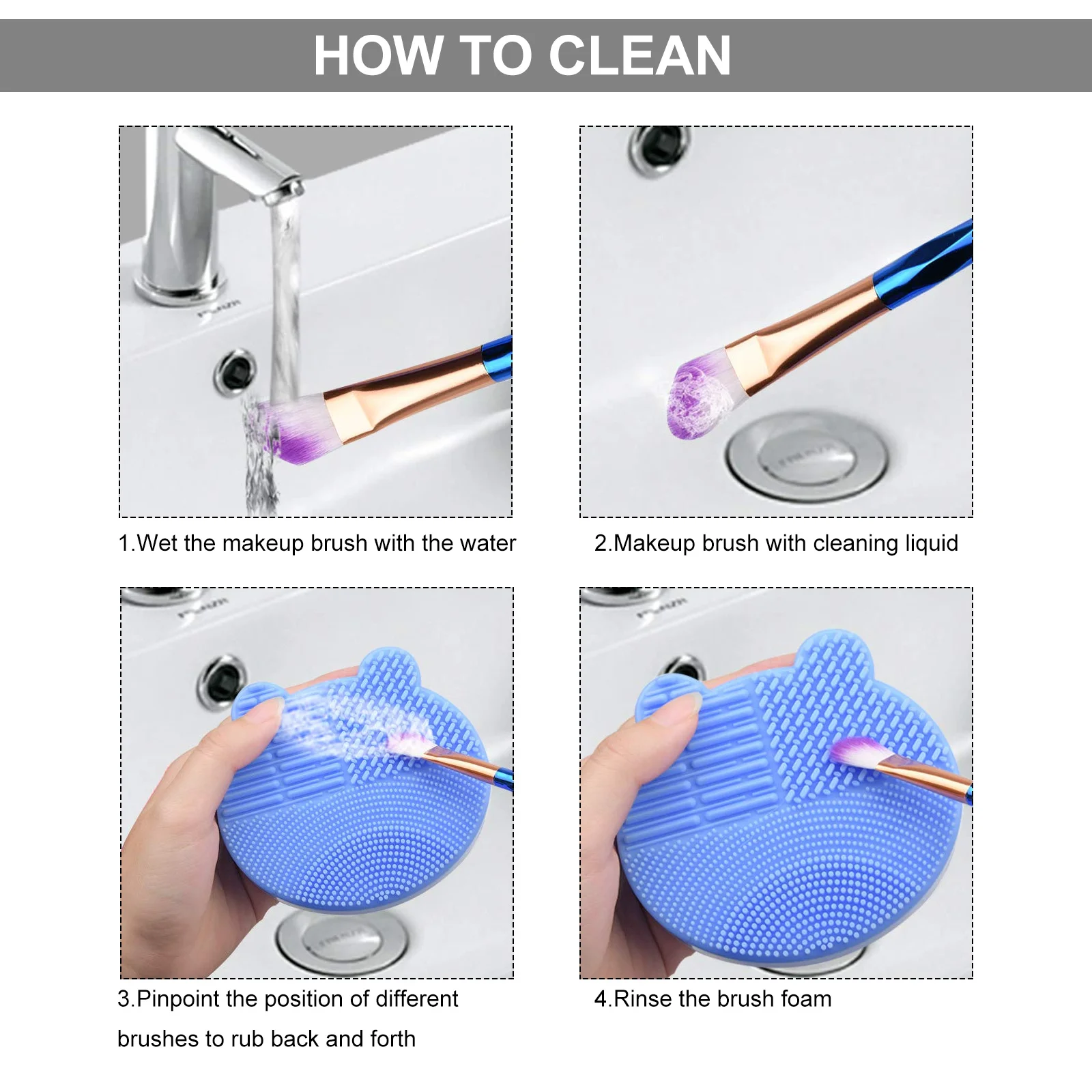

Silicone Makeup Brush Cleaning Mat 2 in 1 with Built-in Brush Stand for Efficient Oil Dirt Removal Perfect for Travel Home Use