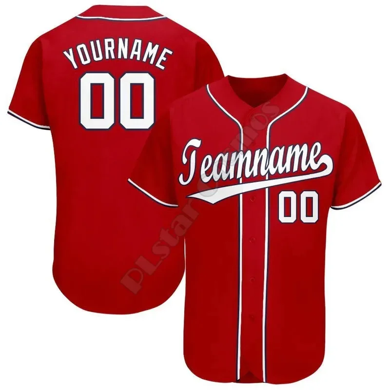 PLstar Cosmos Baseball Jersey Shirt Custom Name Red Authentic 3D Printed Baseball Shirt Baseball Jersey Shirt hip hop Tops