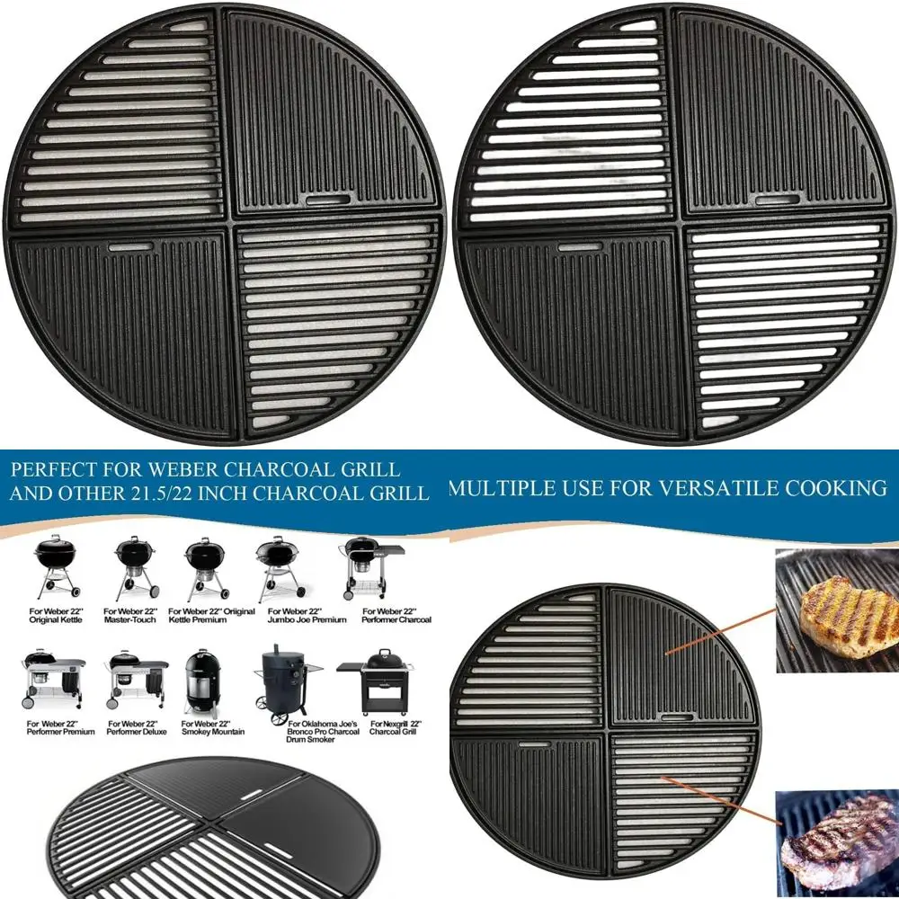 

Universal 22.5 Cast Iron Grate for Charcoal Grills: Weber, Grilldome, and More
