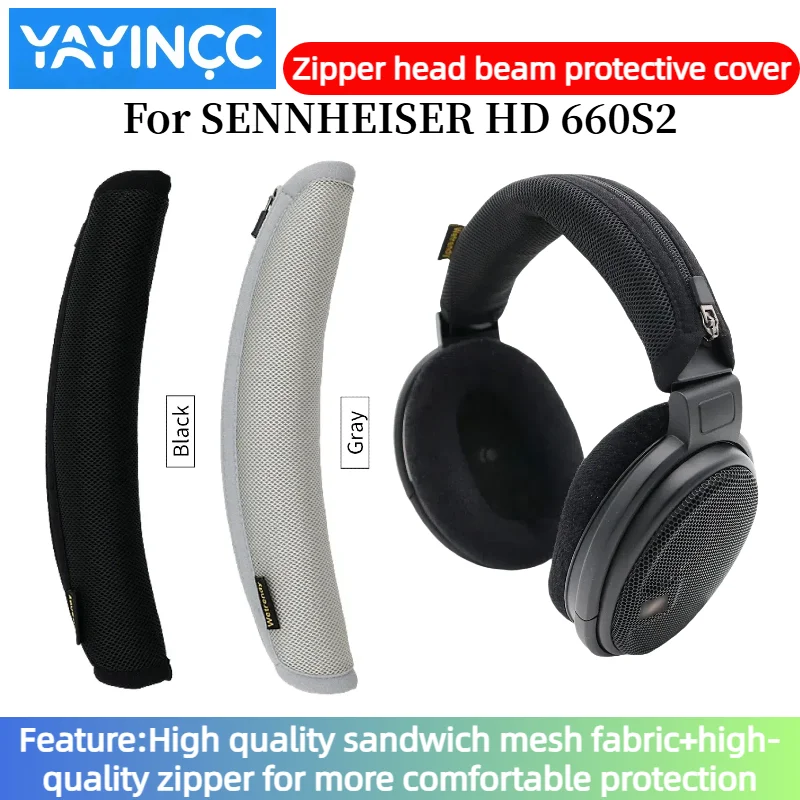 

YAYINCC Headphone Head Beam Cover for SENNHEISER HD 660S2 Earphone Zipper knitted fabric headband protective cover