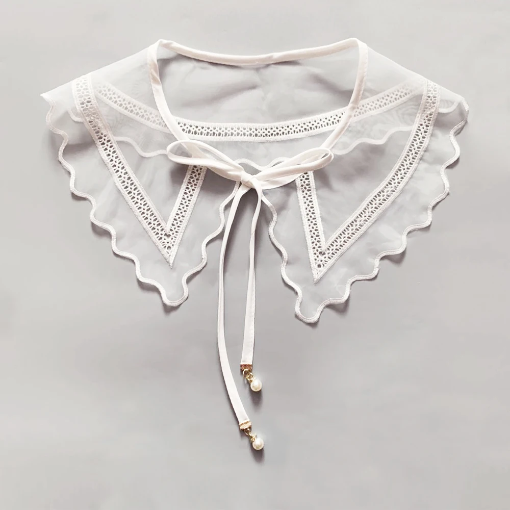 European And American Style New Translucent Shawl Doll Fake Collar Fashion Chiffon Embroidered Female Removable False Collar