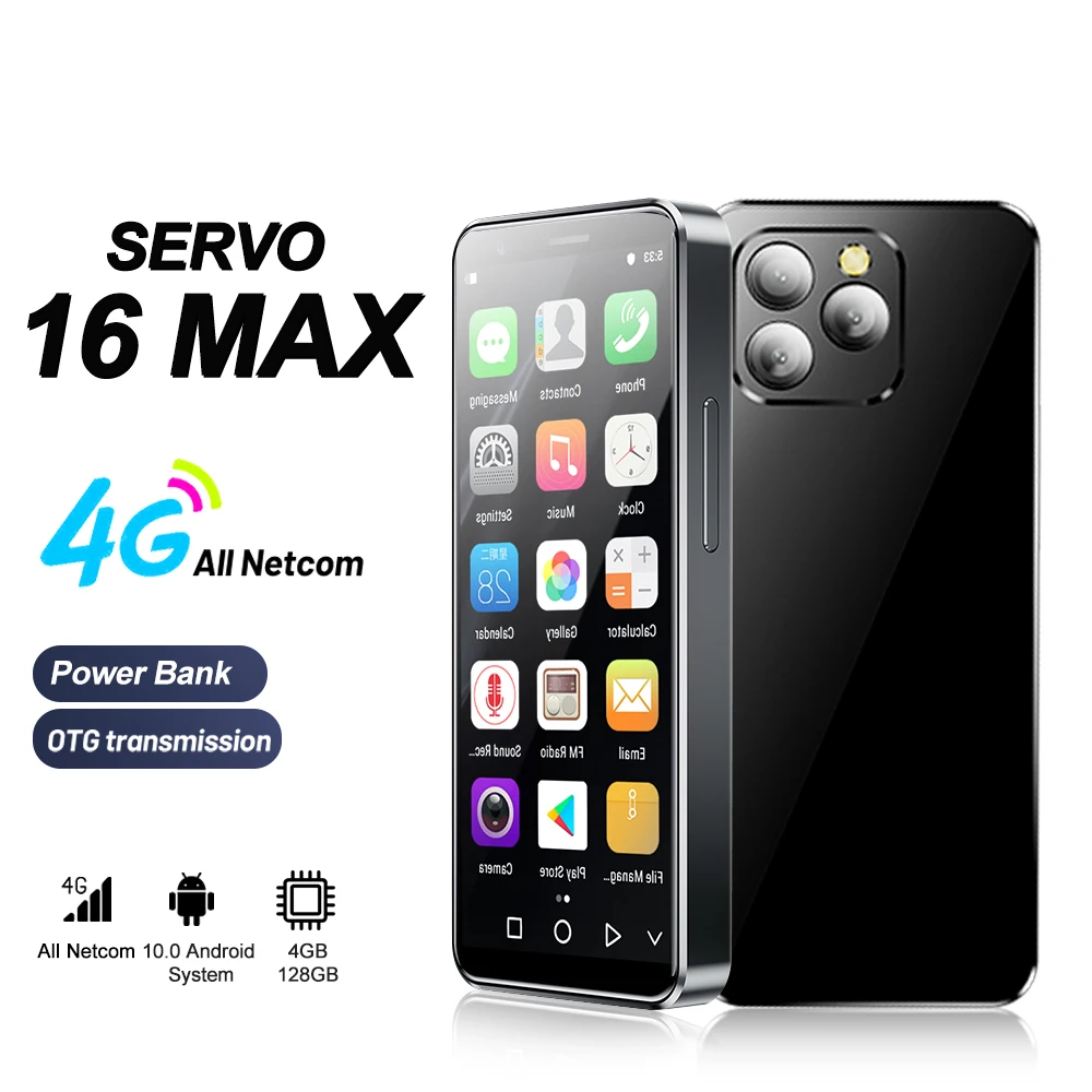 SERVO 16MAX Multifunctional Small Smartphone 4G LTE Dual SIM 4.0‘’ Screen OTG Power Bank WiFi Android OS Face Unlock Cellphones