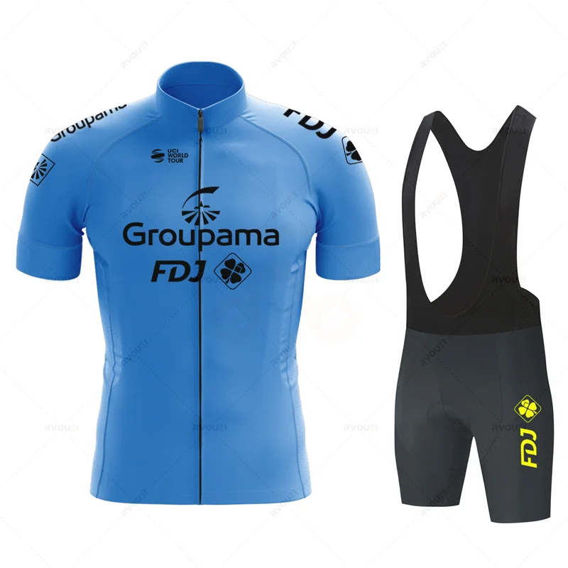 FDJ Pro Team Cycling Jersey Set Summer Cycling Clothing Men Road Bike Shirts Suit Bicycle Bib Shorts MTB Maillot Cyclisme Tenue