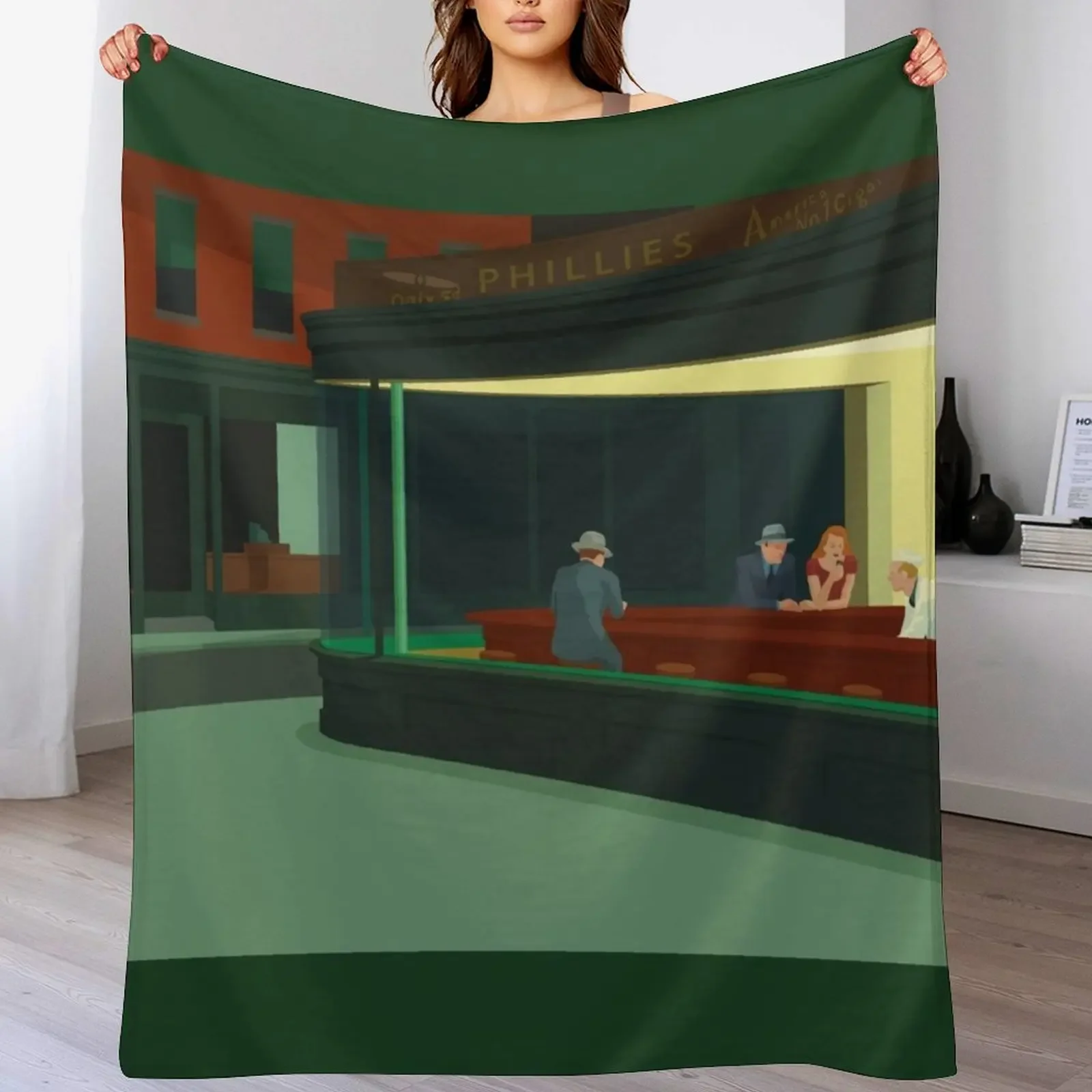 

Edward Hopper's Nighthawks Painting Throw Blanket Flannel Fabric Hairy decorative Thermal Blankets