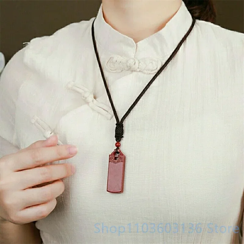 Cinnabar Pendant Pure Natural Original Stone Genuine Purple Gold Sand Exorcism Fortune Transfer Men's and Women's Necklace