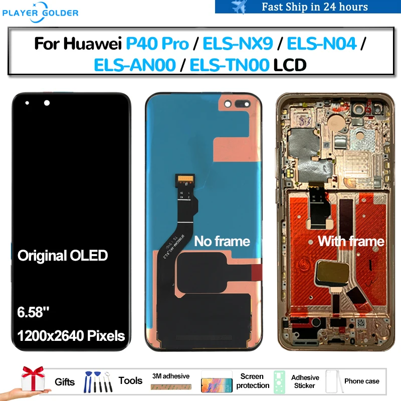 Original OLED For Huawei P40 Pro ELS-NX9 ELS-N04 ELS-AN00 ELS-TN00 Pantalla lcd Display Touch Panel Screen Digitizer Assembly