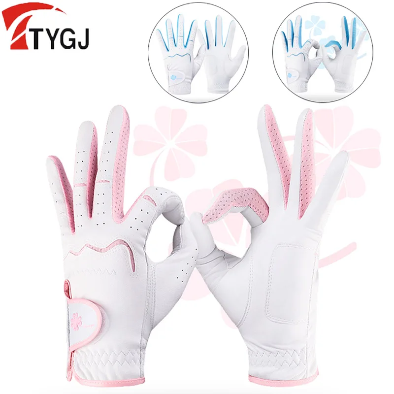 

TTYGJ 1 Pair Women Sheepskin Sports Mittens Ladies Skidproof Golf Gloves Elastic Golf Gloves Female Palm Protection Finger Cover