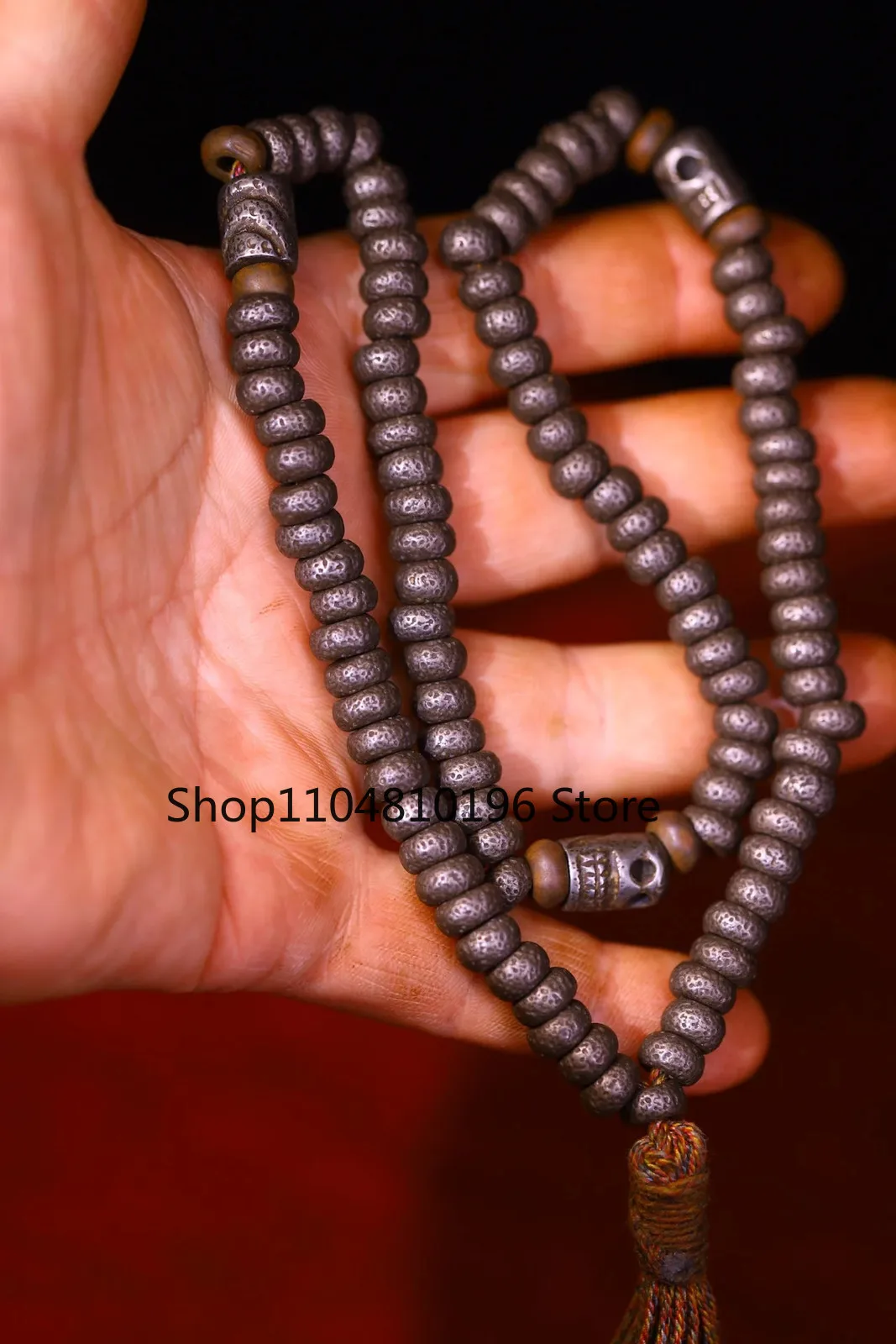 Tiantie Cinnabar Skull Head 108 Buddha Beads Necklace Pendant Amulet Town House
