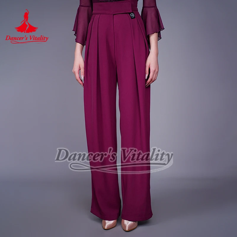 Adult Ballroom Sticking Style of Trouser Head Practice Clothes High-waisted Microhorn Social Dance Training Clothing Collocation