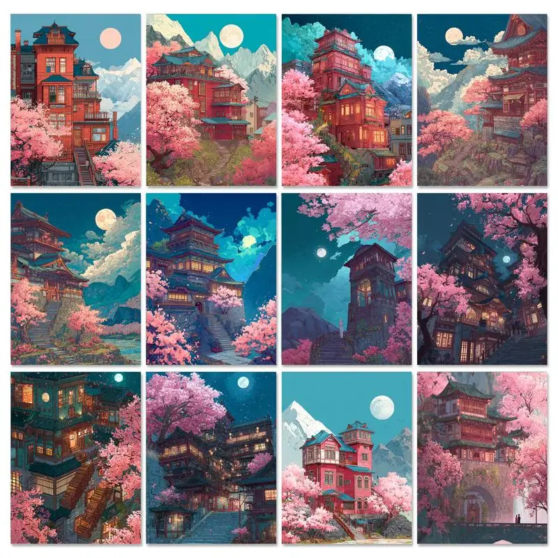 

GATYZTORY Paint By Number building Landscape Drawing On Canvas HandPainted Art Gift DIY Pictures By Number Kits Home Decoration