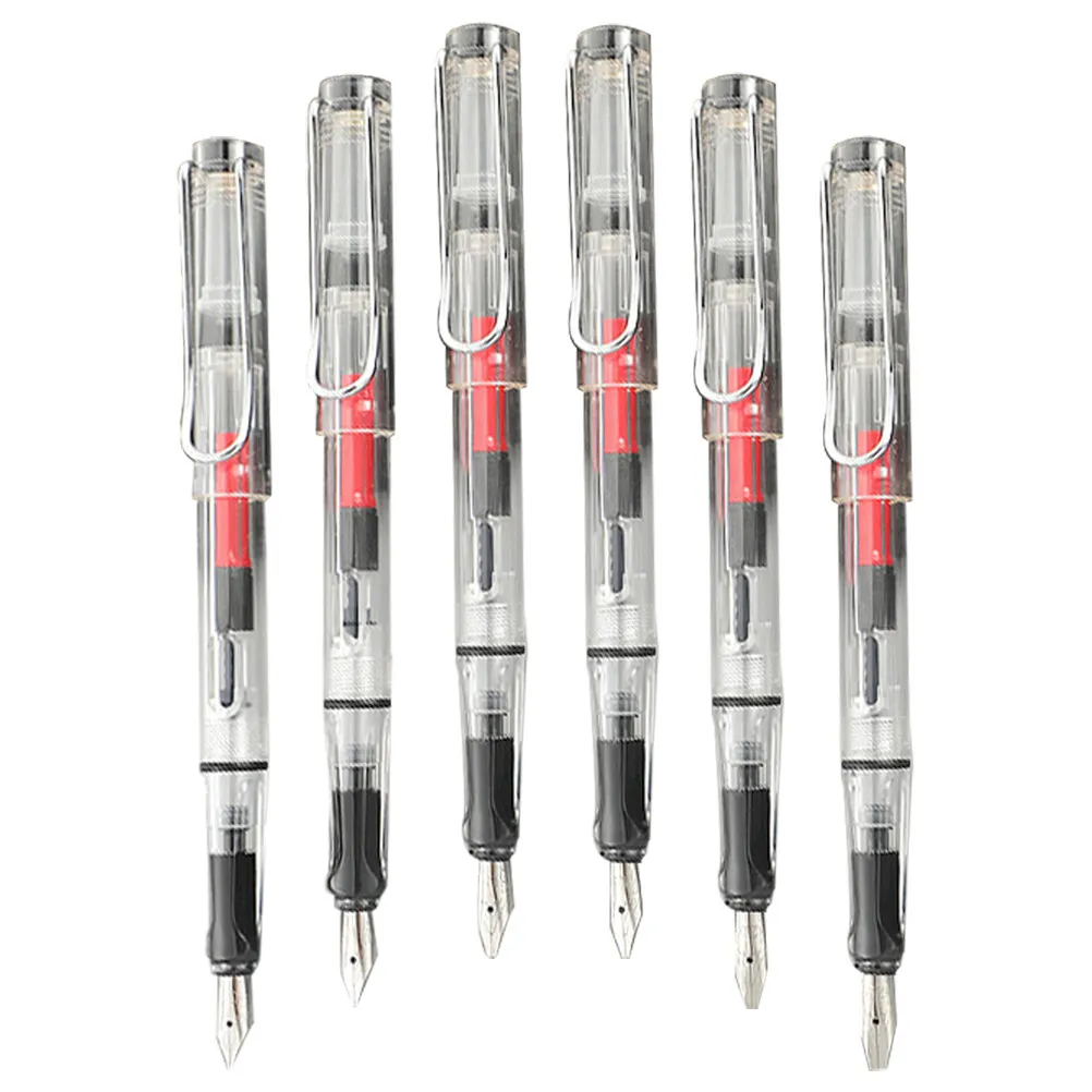 

6Pcs Fountain Pen Transparent Lightweight Compact Smooth Writing Pens for Calligraphy School Office Use Business Gift