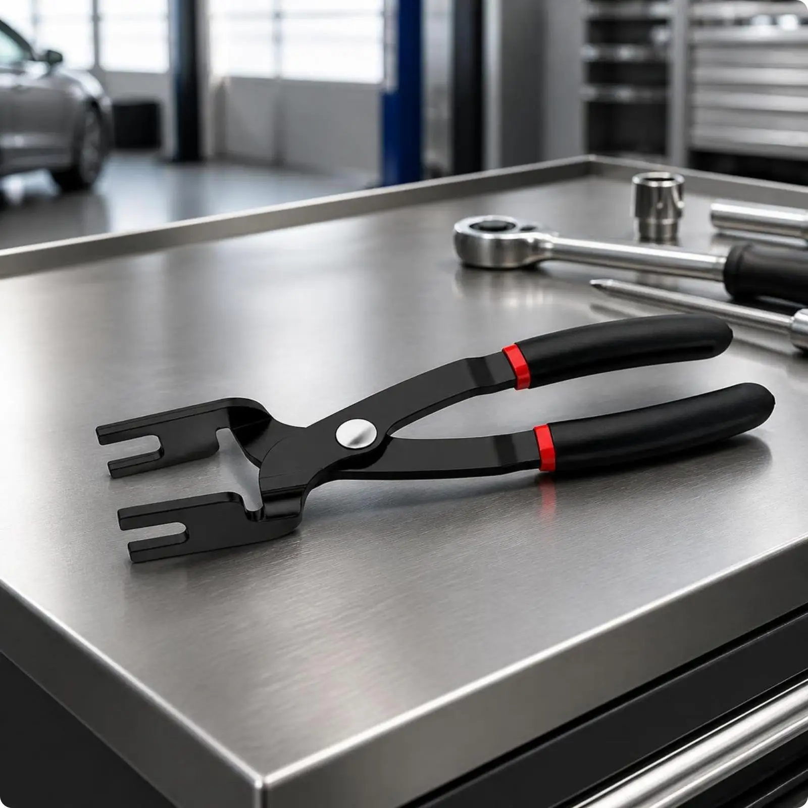 Heavy-Duty Rubber-Pad Removal Pliers | Metal Body, Ergonomic Textured Grips, Automotive Pad Removal Tool, for Undercarriage