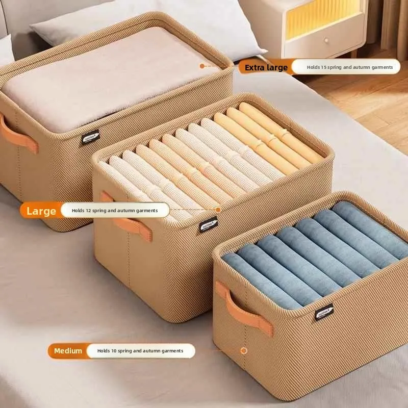 

Cotton Linen Clothing Storage Box Home Wardrobe Organizer Multi-Layered Fabric Box for Storing Clothes And Pants