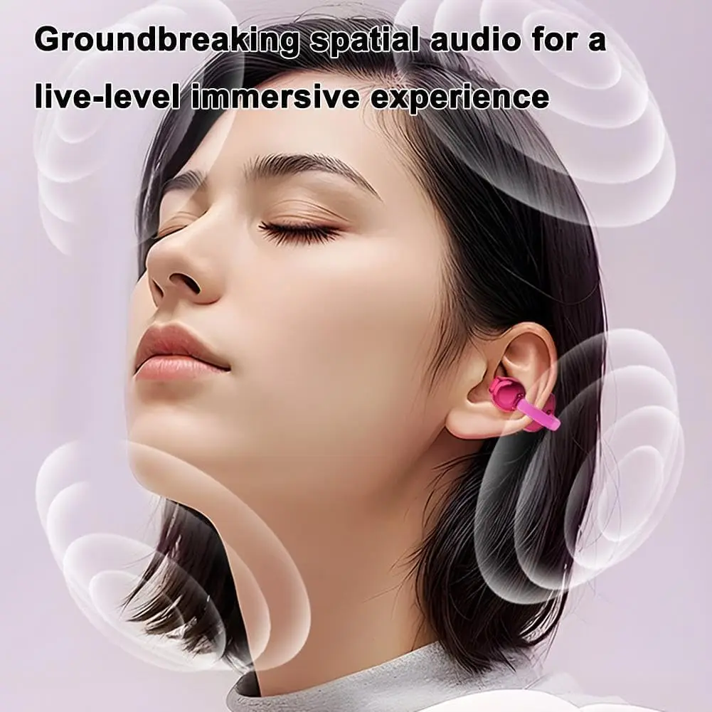 Open Ear Wireless Bluetooth Earphones With LED Digital Display Clip-On Headphones Portable Long Battery Life HIFI Stereo Headset
