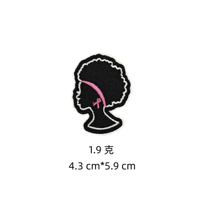 Cute Black Girl Embroidery Patches for Clothing Skin Color Melanin Badge Cartoon Queen Iron on Appliques Thermo Adhesive Backing