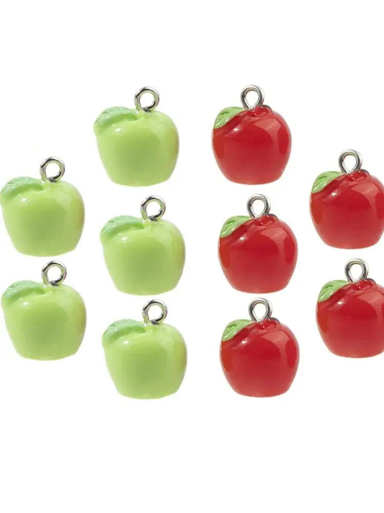 10 stuks hars bedels fruit hanger mode groen rode appel hanger voor DIY sieraden armband oorbellen accessoires maken ﻿ - afbeelding 2