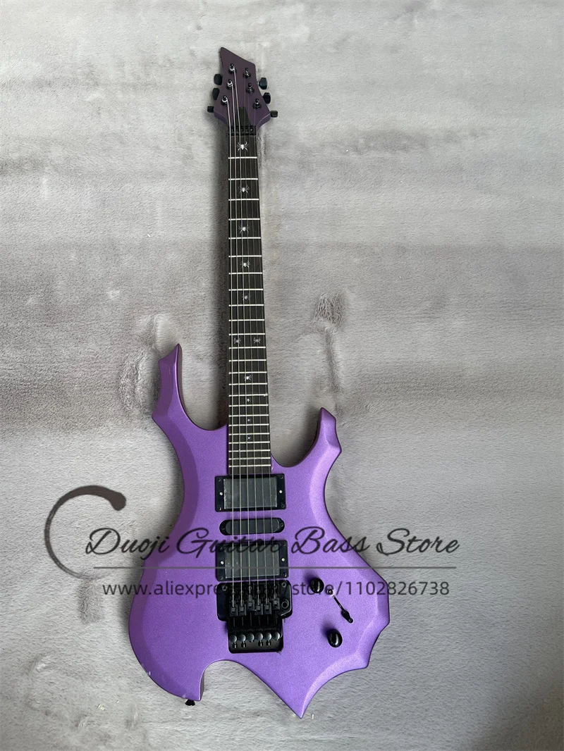 

Metal Purple Electric Guitar Gain Body Rosewood Fretboard Spiders Inlay Tremolo Bridge HSH Pickups Factory Custom