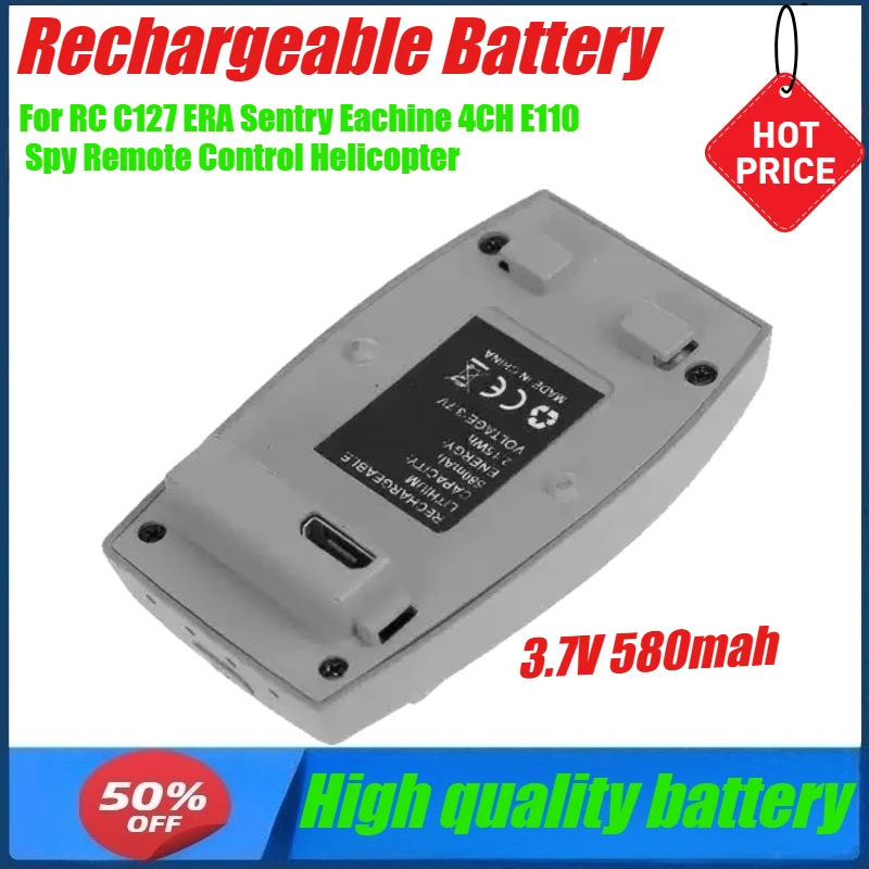 

3.7V 580mah Li Polyme Rechargeable Battery for RC C127 ERA Sentry Eachine 4CH E110 Spy Camera Electric Remote Control Helicopter