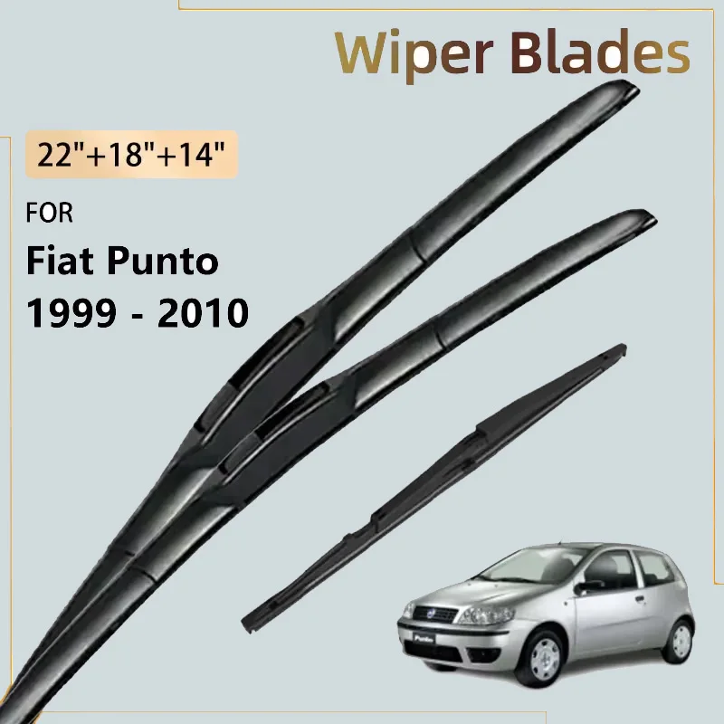 3X Front Rear Wiper Blades Set For Fiat Punto 188 MK2 1999 - 2010 2008 2007 2001 2000 Accessories Windshield Windscreen Brushes
