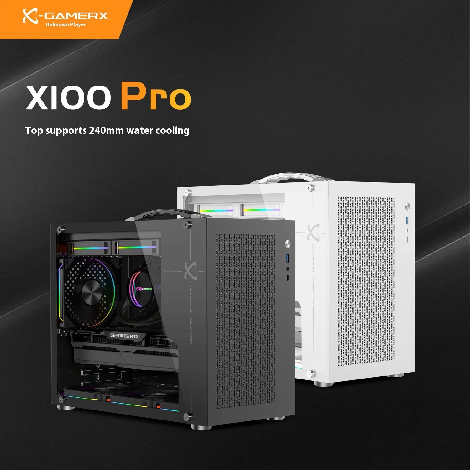 

Чехол для ПК X-Gamerx X100 Pro M-ATX Прозрачная сторона 240, блок питания TYPE-C ATX SFX с водяным охлаждением, портативный мини-чехол