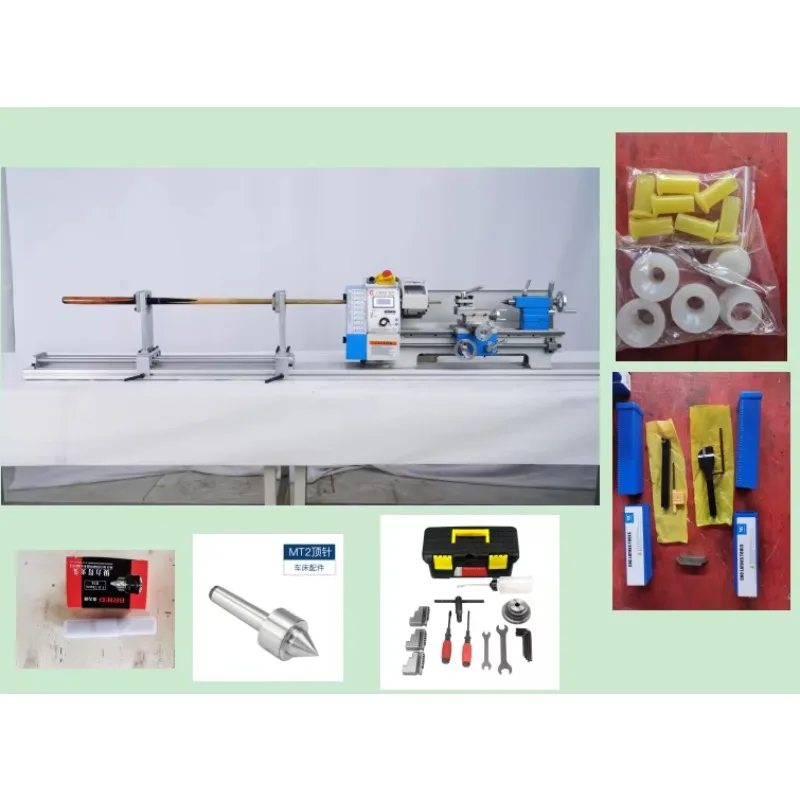WM210 400mm Alu Alloy Extension Bed Mini Manual Metal Lathe With Billard Cue Lathe for Home Diy ,Combination Includes Accessory.