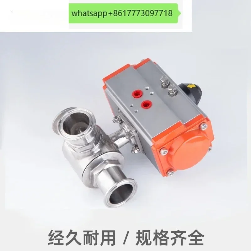 Pneumatic three-way ball valve quick-loading T-type  stainless steel sanitary grade clamp 304chuck quick switching 316 actuator