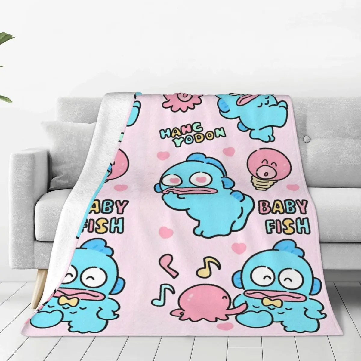 

Hangyodon Sayuri Baby Fish Plush Blanket Cute Kawaii Cartoon Fashion Throw Blankets for Home 125*100cm Plush Thin Quilt