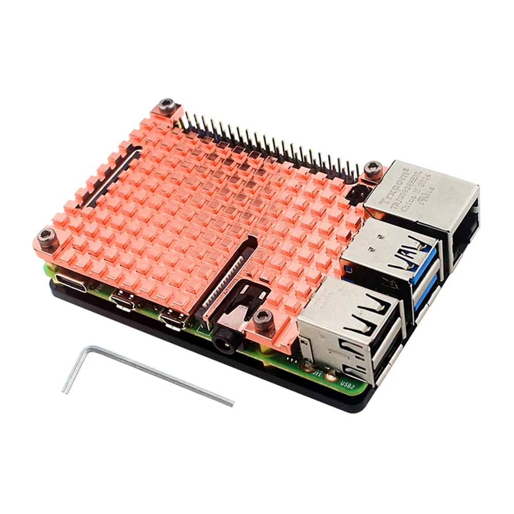 Imagem -06 - Raspberry pi Pure Copper Case Protetora Gabinete de Metal Refrigeração Passiva Dissipador 4b Mod