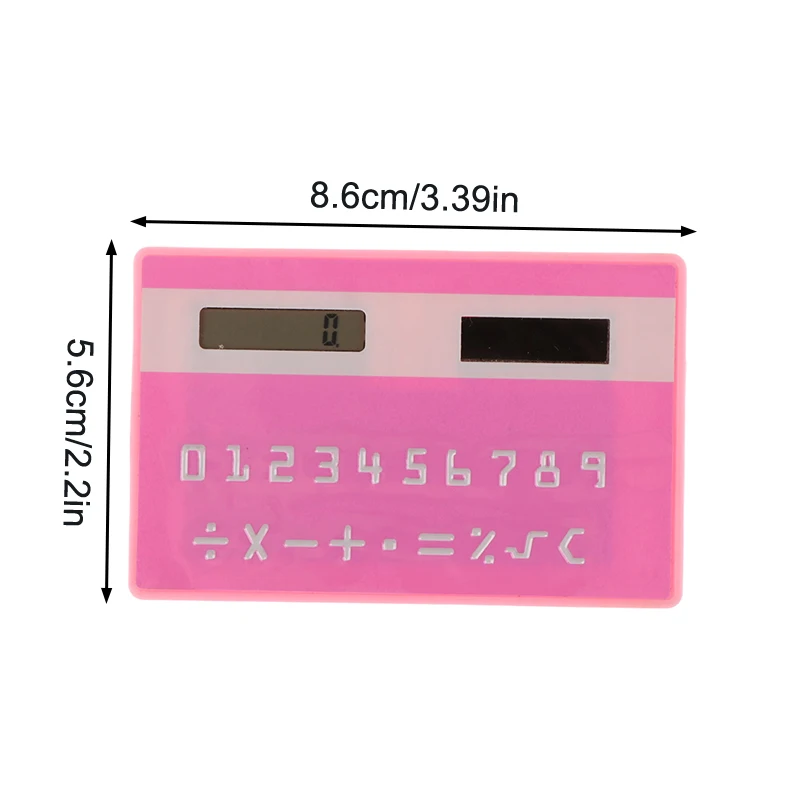 Compact Portable Solar-Powered 8-Digit Calculator: Ideal Slim Math Gadget for Students.