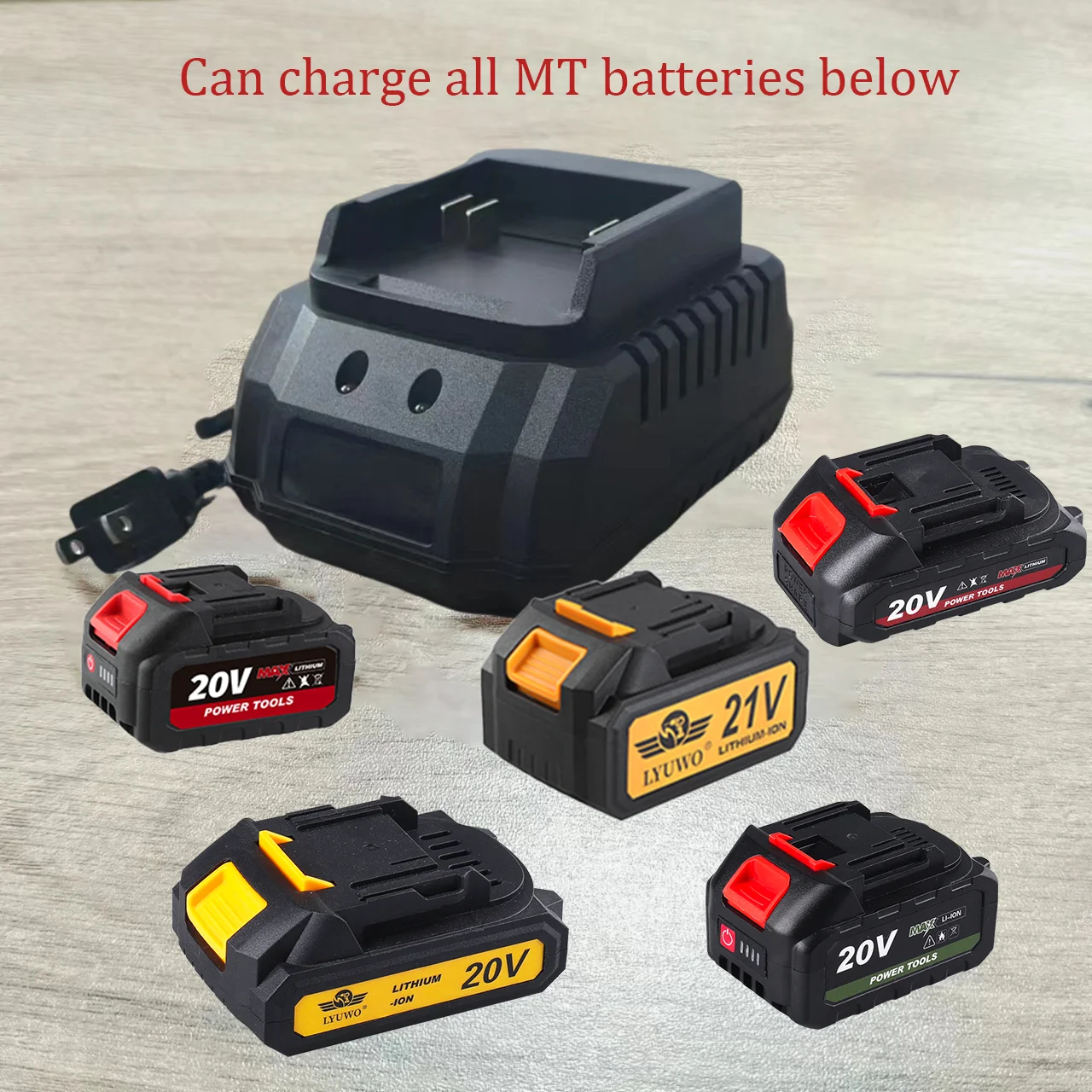 20V-21VMT lithium battery adapter charger, compatible with American and European plug sockets, compatible with lithium battery.