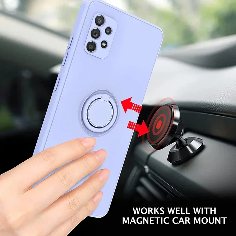 Роскошный силиконовый чехол для Samsung Galaxy S25 S24 S23 Ultra Plus FE A55 A15 A35 A14 A54 A53 A52 S 25, чехол с кольцевым держателем и подставкой