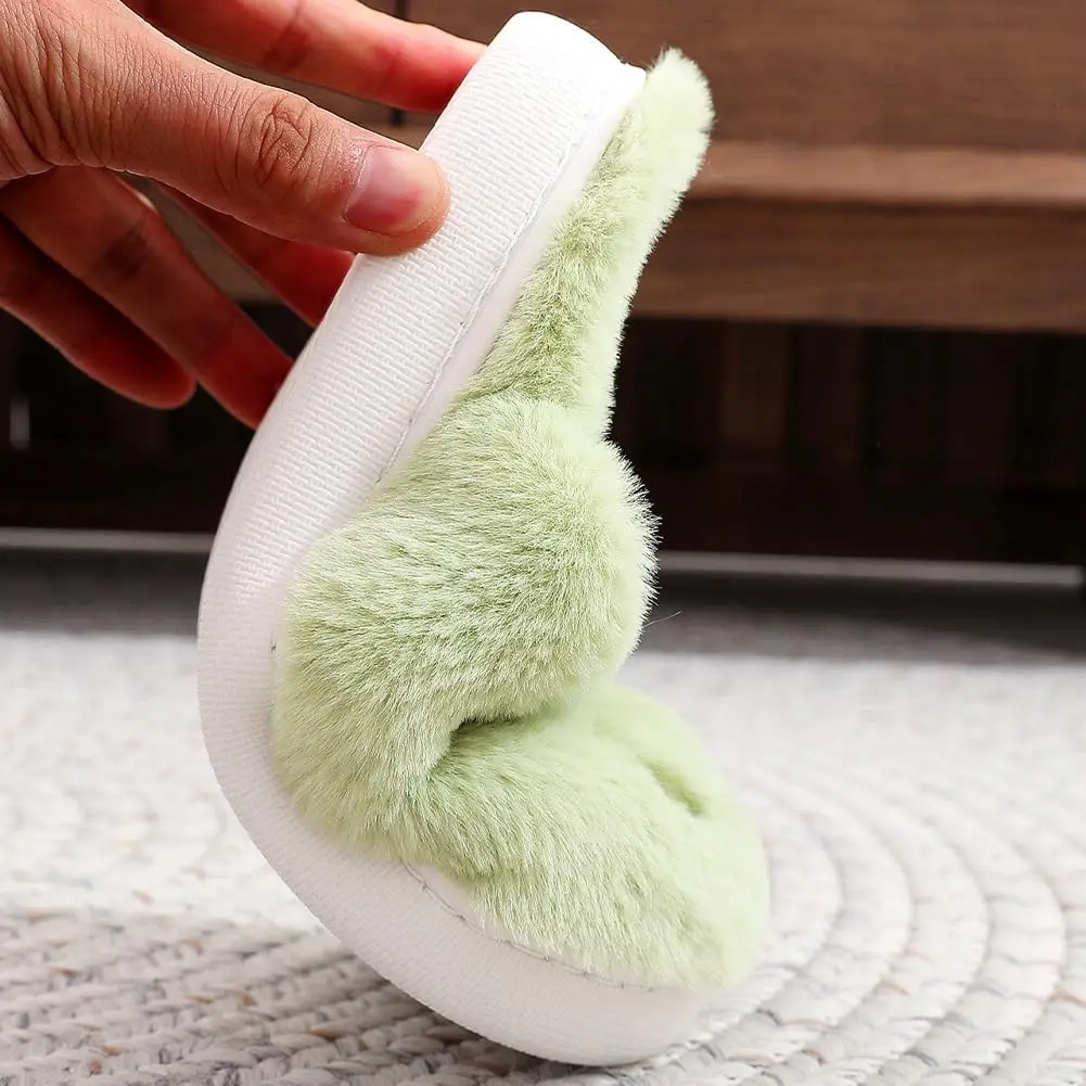 Hauioe Christmas Slippers Cartoon Plush Slippers Winter Soft Green Merry Christmas Gifts - Image 5