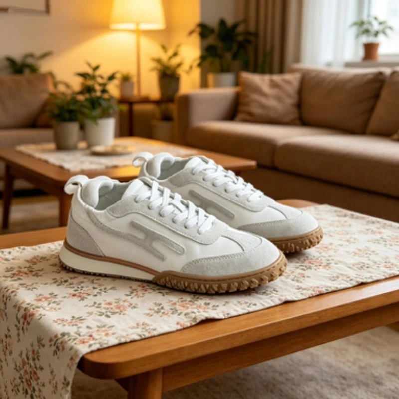

2026 fashion New Arrival Goatskin Soft Spliced German Training Shoes Genuine Leather Flat Casual Sneakers
