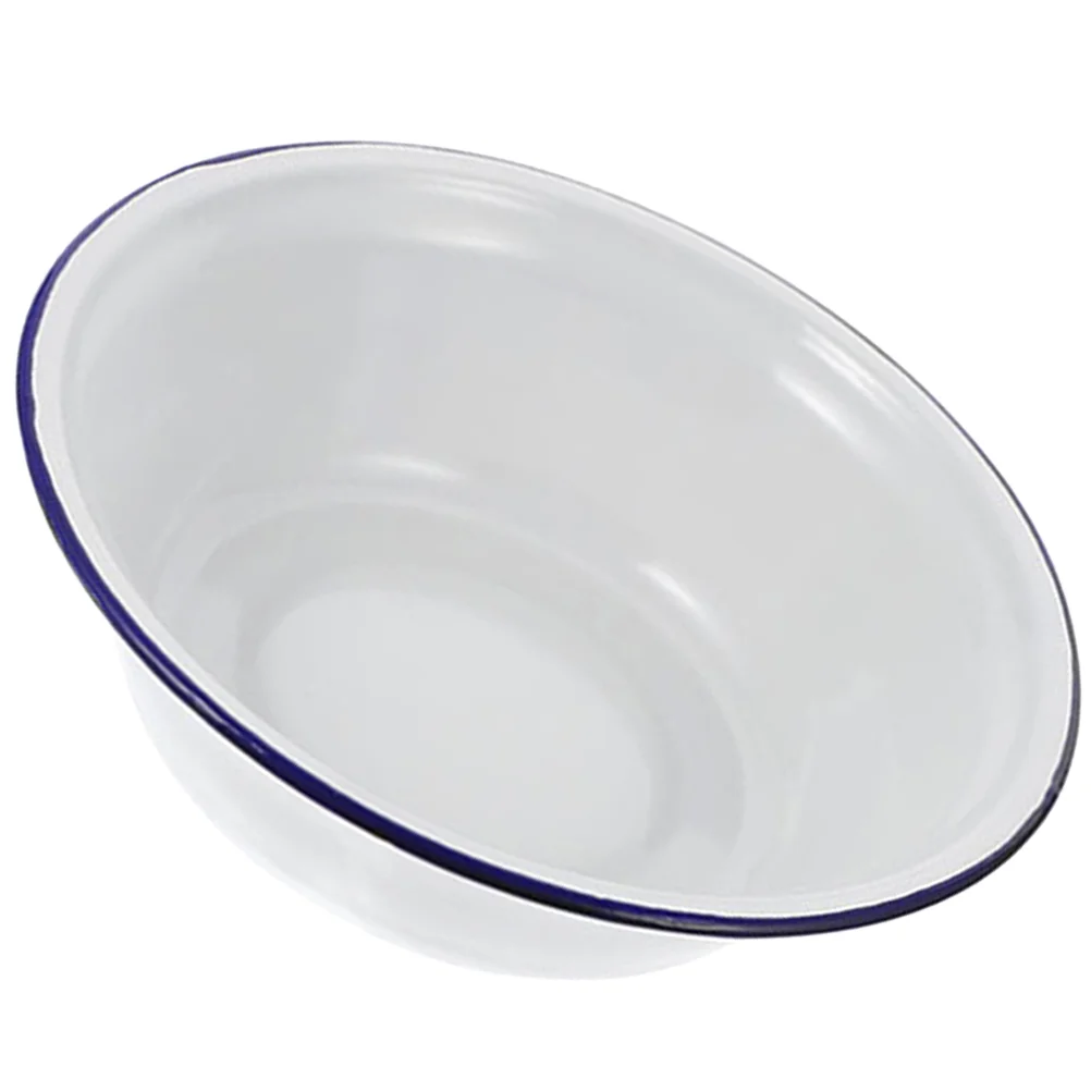 

Soup Bowls Old-fashioned Enamel Home Curled Edge Vegetable and Fruit Basin Salad 1600X1600X500CM White