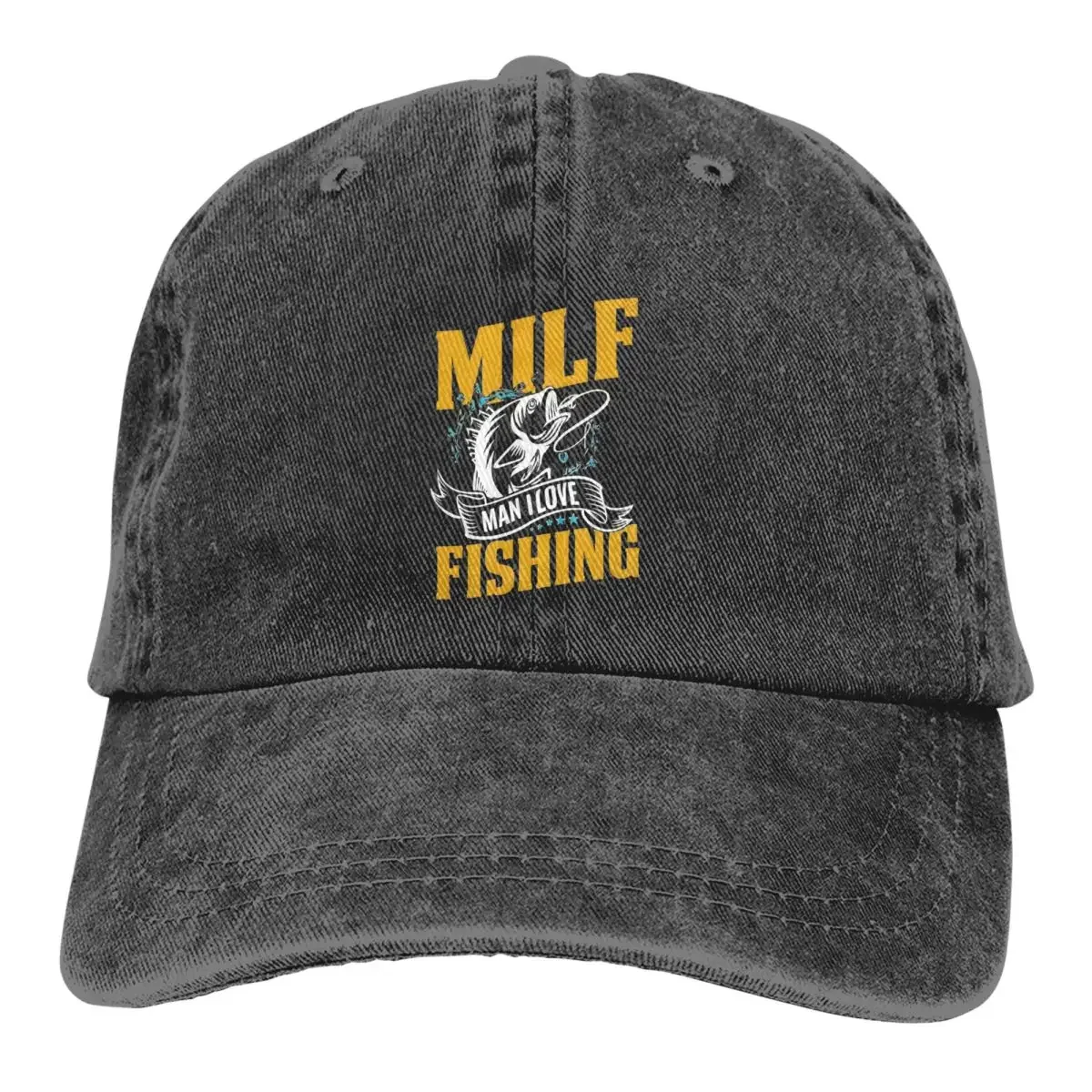 MILF Man I Like Fishing Funny Fishermen Czapki z daszkiem Distressed Washed Snapback Hat Mężczyźni Kobiety Niestrukturalne miękkie czapki Czapka