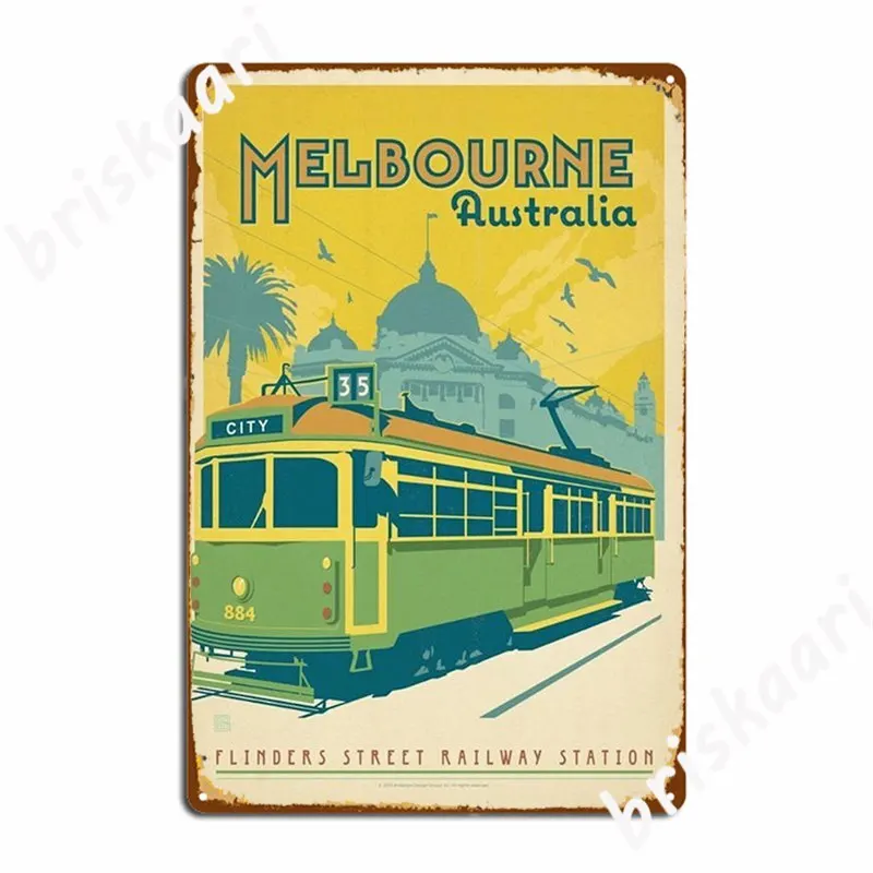 Vintage Melbourne Australia Metal Wall Art  Retro Tin Sign for Pub Garage Cinema Kitchen Decor  Customizable Plaque Poster for H